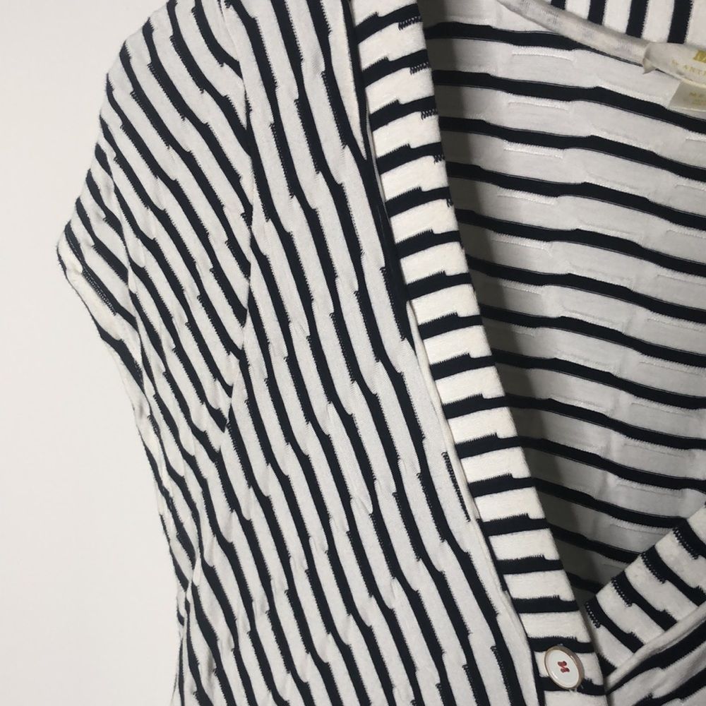 Anthropologie Maeve Striped Faux Wrap Midi-Dress size Medium - Picture 6 of 11